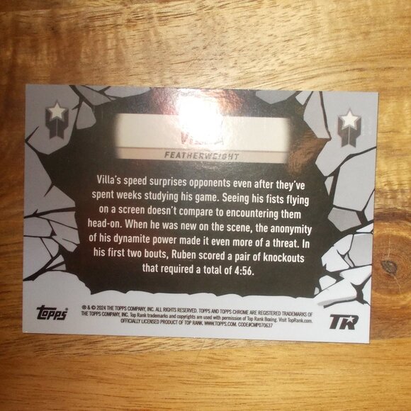 2024 Topps Chrome Boxing Ruben Villa Smash Hits Insert Top Rank Boxing - Picture 2 of 2